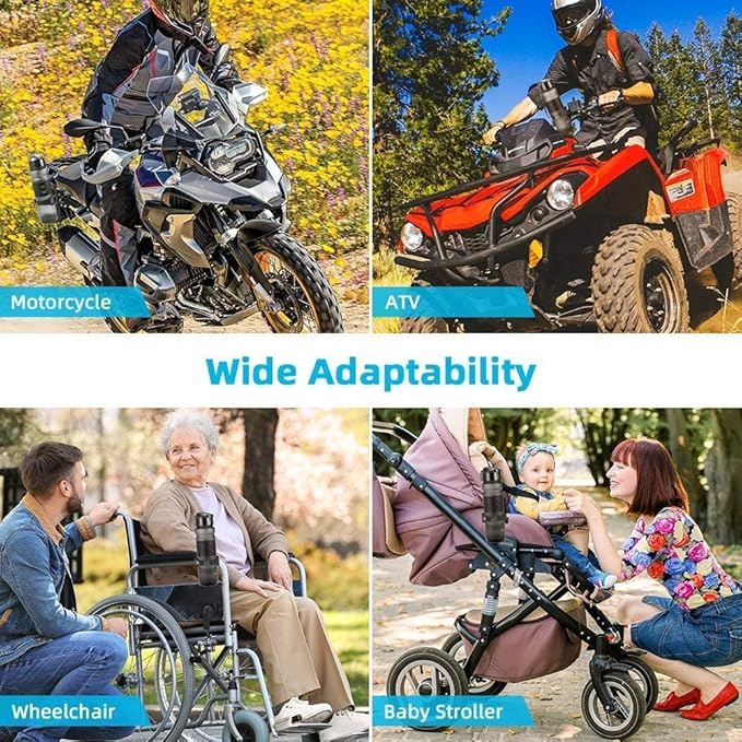 KEMIMOTO ATV Cup Holder Motorcycle Bottle Holder Universal Drink Holder with 0.6-1.56in Metal Clamp for 20oz Bottle for Bike, Boat, Stroller, Walker, Wheelchair, Scooter, Golf Cart