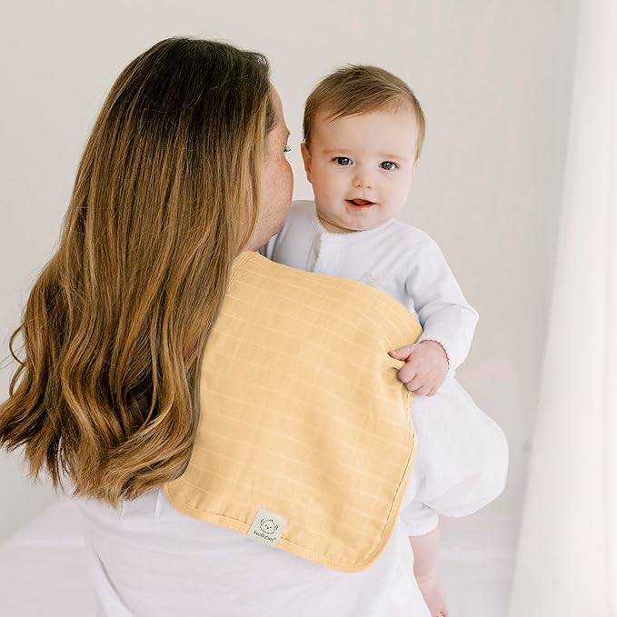 KeaBabies Cotton Muslin Burp Cloths Baby Boy, Girl - 5-Pack Soft & Absorbent Burping Cloth for Babies, Large Baby Towels & Washcloths for Newborn, Spit Up Rags, No Shrink, 20x10" (Primeval)