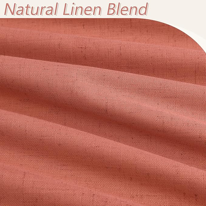 Guken 100% Blackout Curtains 108 Inch Length 2 Panels Set for Living Room Bedroom Back Tab Thermal Insulated Black Out Linen Drapes Room Darkening Coral,52x108