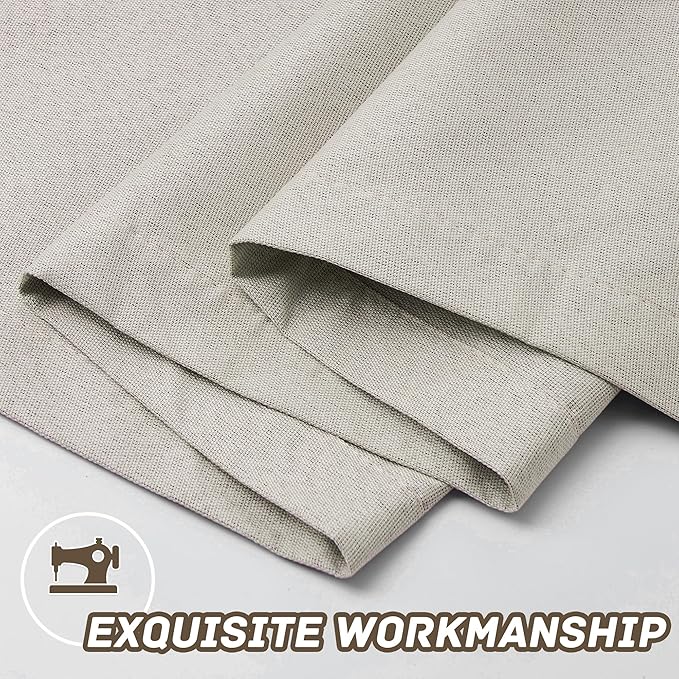Extra Lenght 100% Blackout Linen Textured Curtains 120 Inch Length 2 Panels Set for Living Room, Bedroom, Full Blackout Curtains with Grommets Top, Natural Linen, 52" W x 120" L, 2 Panels