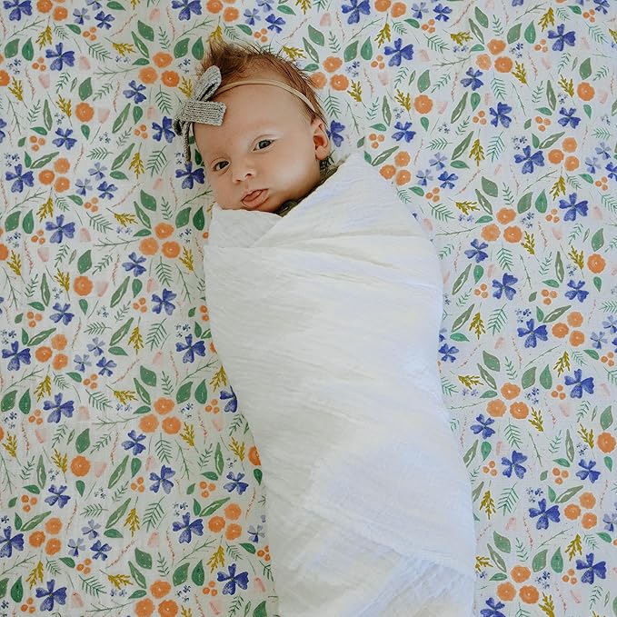 Little Unicorn Muslin Swaddle Blanket for Newborns & Infants | Soft & Breathable Fabric | Set of 3 Baby Blankets for Swaddling, Nursing, Shower Gifts (White)