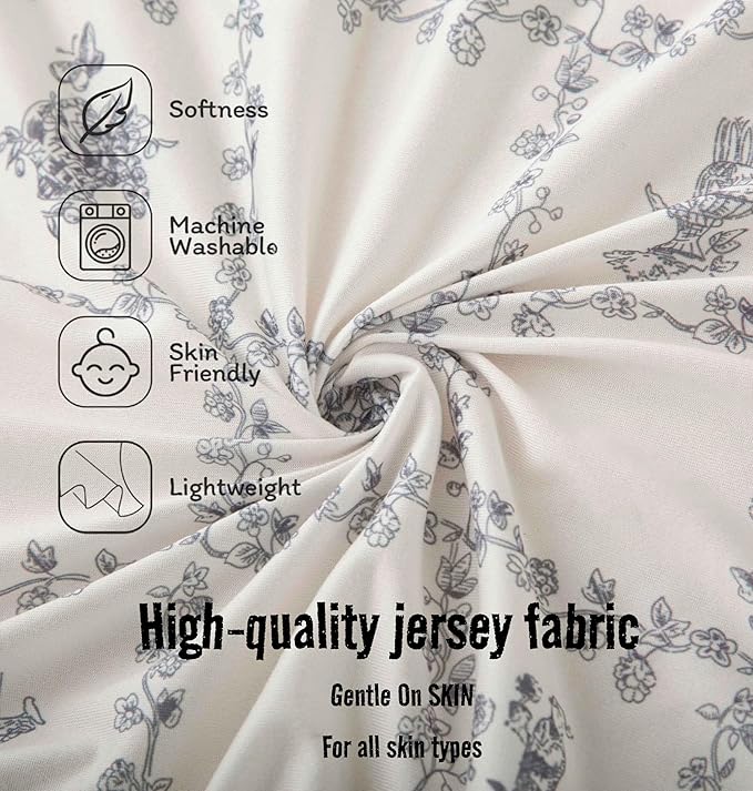SDY Jersey Floral Bassinet Sheets for Baby Boys and Girls,32 "x 16 "x 4",2 Pack,Neutral Flower Standard Oval/Retangle Bassinet Mattress Sheets for Toddler,Super Soft Breathable