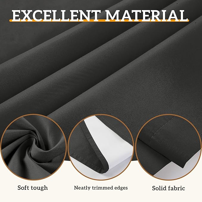 100% Blackout Curtains 84 Inch Length for Bedroom Living Room, Grommet Thermal Insulated Room Darkening Drapes, Light Blocking Window Treatment Decor, 2 Panels, 54x84, Black