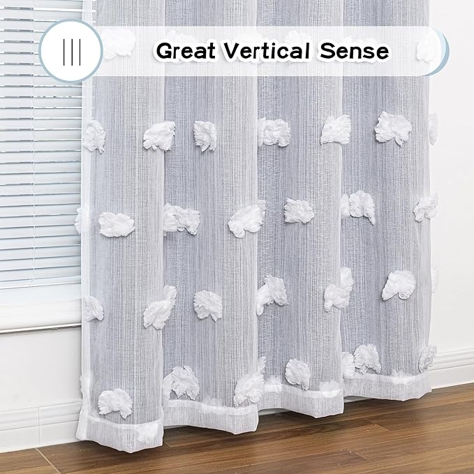MYSKY HOME Kids Curtains for Boys Bedroom Room Darkening Grommet Double Layer Blackout Curtains 2 Panels for Son Room Decor 63 Inches Long White Pom Pom Sheer 2 Layers Dusty Blue 52 x 63 Inch
