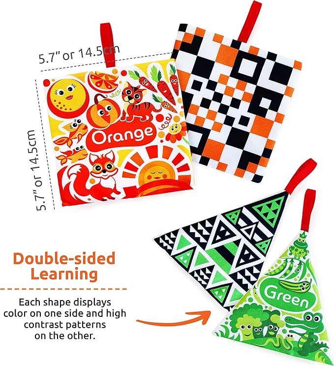 BabyBibi High Contrast Crinkle Paper Shapes - Baby Sensory Toys for Visual Development, Tummy Time - Crib, Stroller & Car Seat Crinkle Toys for Babies & Infants 3 Months+