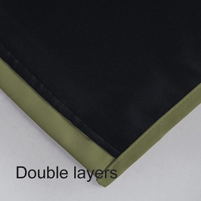LEMOMO 100% Blackout Curtains 52 x 84 Inch/Olive Green Curtains 2 Panels with Black Lining Room Darkening Thermal Insulated Bedroom Curtains