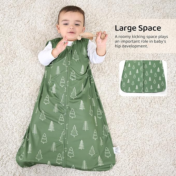 FIEMOL Baby Sleep Sack 0-6 Months, 0.5 TOG Wearable Blanket for Baby Boy and Girl, 2-Way Zipper Newborn and Infant Sleeping Bag 2 Pack, Lightweight Sleep Sacks Green Lion（Small）