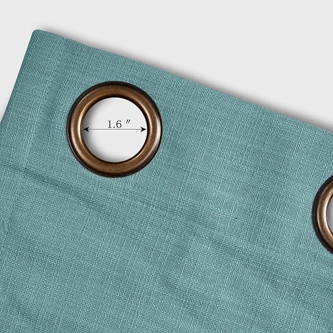 ChadMade 50W x 102L Inch Everglade Teal Faux Linen Curtain Drapes with Blackout Lining, Room Darkening Antique Bronze Grommet Curtain for Sliding Glass Door Patio Door Living Room (1 Panel)