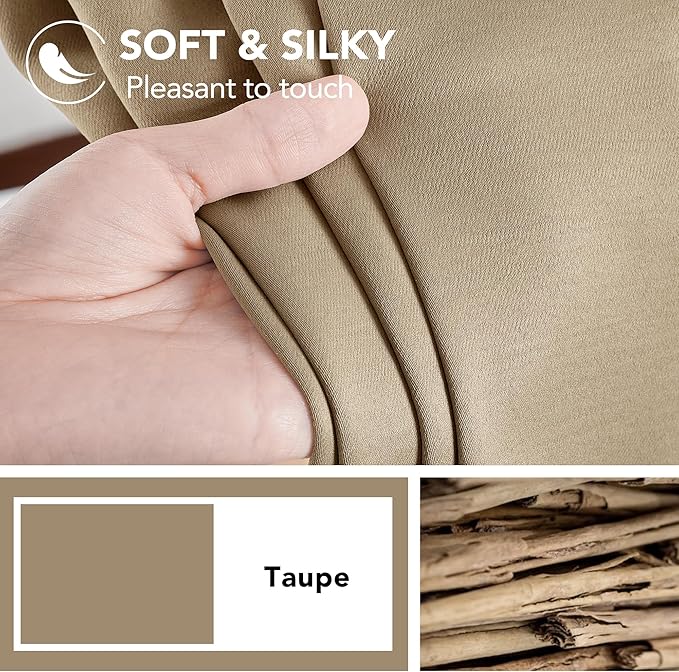 Deconovo Blackout Curtains for Kitchen Window Back Tab and Rod Pocket Curtains Room Darkening Curtains 52Wx45L Inch Khaki 2 Panels