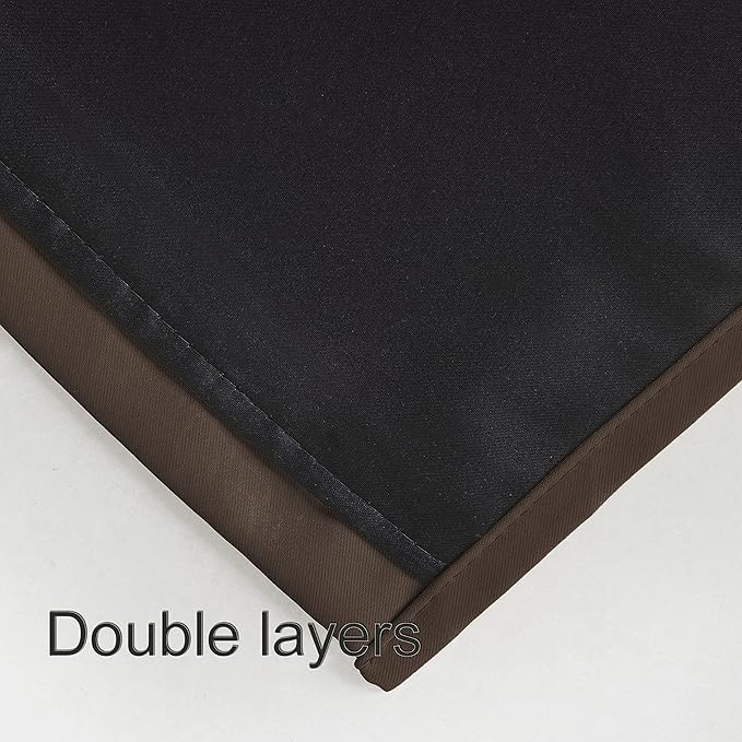 LEMOMO 100% Blackout Chocolate Brown Curtains with Black Lining/52 x 84 Inch/Set of 2 Panels Thermal Insulated Room Darkening Curtains for Bedroom