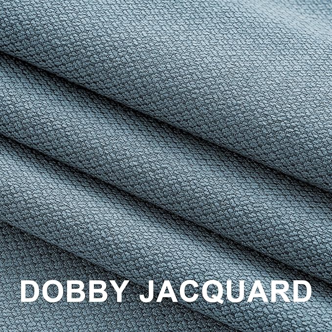 PrinceDeco 100% Blackout Curtains for Bedroom 96 Inches Length 2 Panels Set, Grommet Living Room Drapes, Thermal Insulated Blackout Curtains,Jacquard-Woven,55" W x96 L, Stone Blue