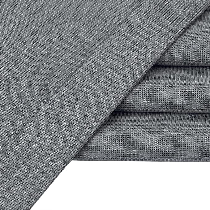 100% Blackout Linen Textured Curtains 84 Inch Length 2 Panels Set for Living Room, Bedroom, Light Weight Curtains with Grommets Top, Full Blackout Curtains Privacy Protection, Gray, 37" W x 84" L