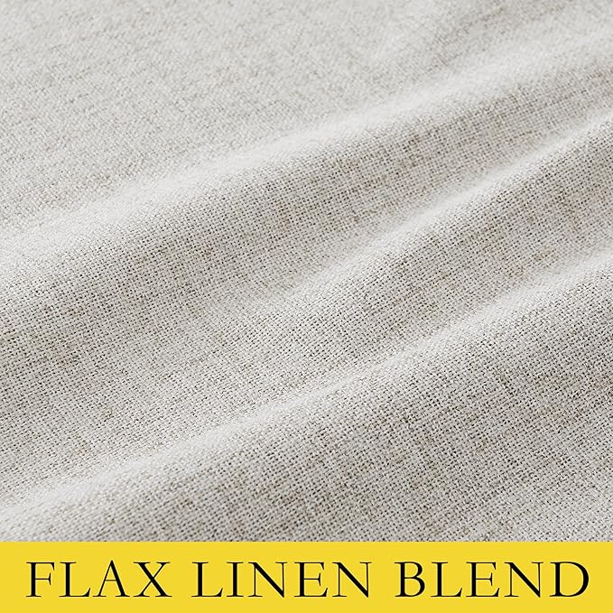 NICETOWN Snowbound Vintage 100% Blackout Faux Linen Blend Curtains for Living Room, 2 Panels 42 x 36 Inch, Thermal Insulated, Room Darkening Rod Pocket Drapes for Bedroom, Nursery