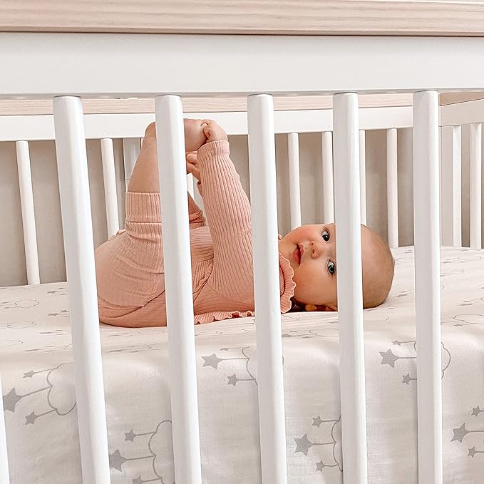Newton Baby Fitted Crib Sheet (2-Pack) - Ultra Breathable and Soft, Organic Cotton, Fits All Standard Cribs, Wishing on a Star White
