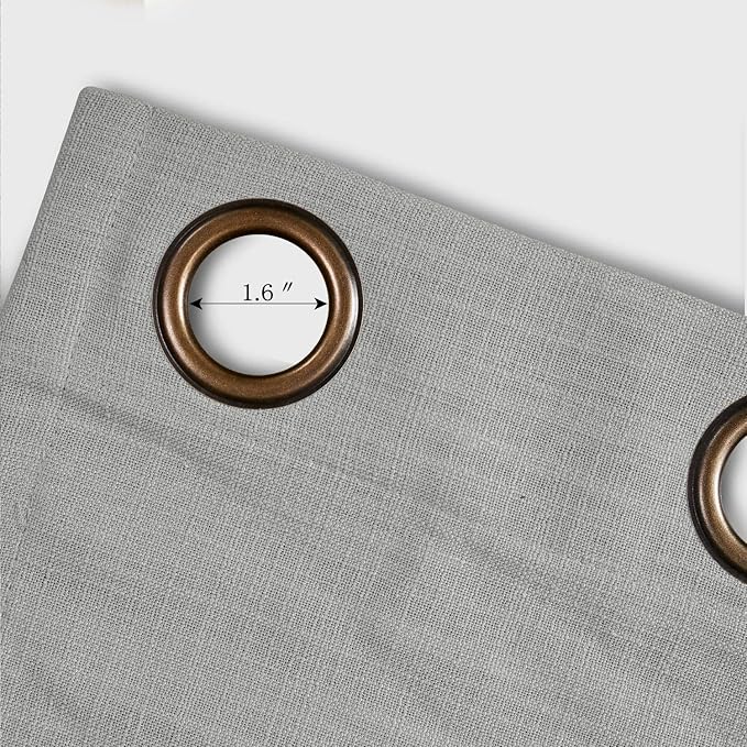 ChadMade 84W x 102L Inch Rock Grey Linen Polyester Curtain Drapes with Blackout Lining, Room Darkening Antique Bronze Grommet Curtain for Sliding Glass Door Patio Door Living Room (1 Panel)