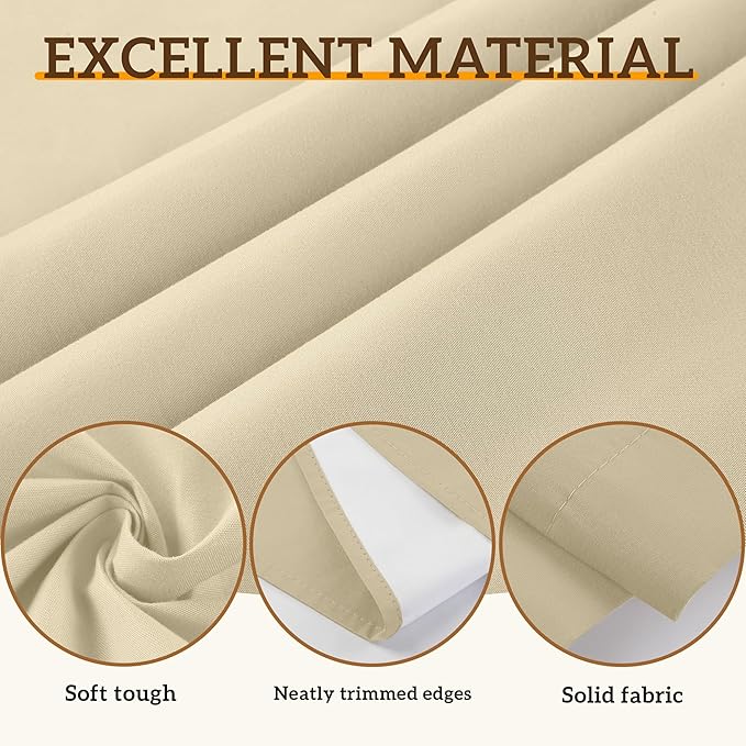 100% Blackout Curtains 54 Inch Length for Bedroom Living Room, Grommet Thermal Insulated Room Darkening Drapes, Light Blocking Window Treatment Decor, 2 Panels, 54x54, Beige