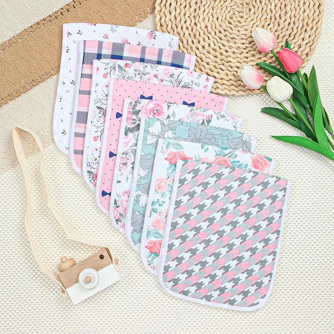 Hakochia Burp Cloths for Baby Boy & Girl Large Unisex Burp Clothes Extra Absorbent Soft Neutral Burping Rags Spit Up Cloth Sets for Newborns 8-Pack