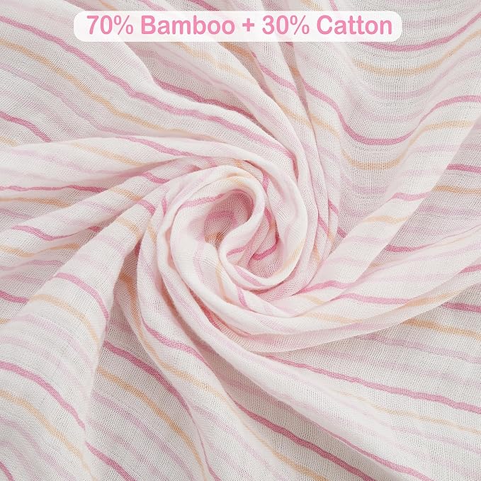 Viviland Muslin Swaddle Blankets, Swaddle Wrap for Boys and Girls, Breathable and Skin-Friendly Baby Receiving Blankets, Baby Essentials, 4-Pack Flowers & Heart, 47 x 47 inches