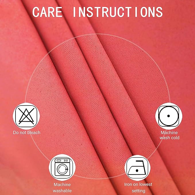 LEMOMO 100% Blackout Curtains 52 x 72 Inch/Coral Curtains 2 Panels with Black Lining Room Darkening Thermal Insulated Bedroom Curtains