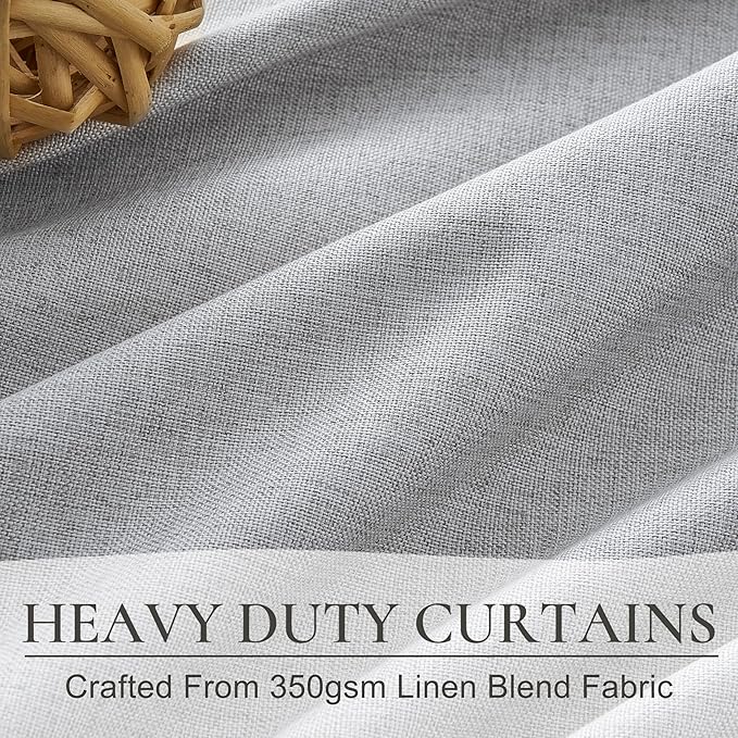 Light Grey Black Out 54 Inches Long Boho Small Curtains 2 Panels Set, Farmhouse Short Curtain for Bedroom/Bathroom/Kitchen Thermal Insulated Flax Linen Pinch Pleated Bay Window Drapes Gray (40"Wx54"L)