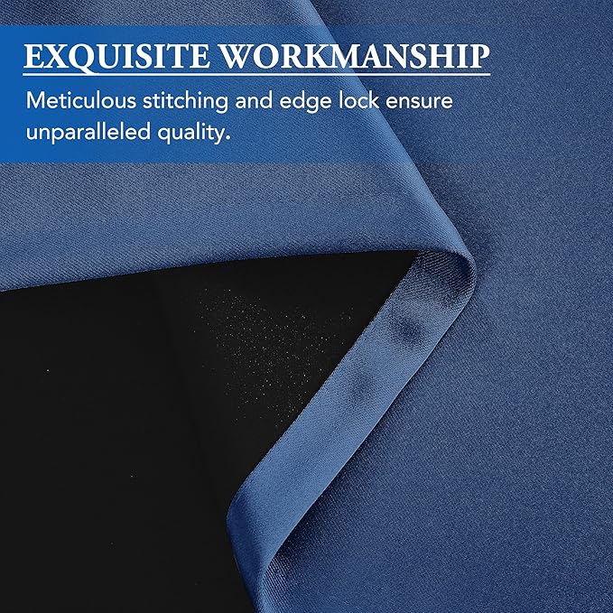 Beauoop 100% Blackout Curtains 96 Inches Long for Patio Sliding Door Blue Solid Extra Wide Room Darkening Thermal Insulated Room Divider Soundproof Grommet Window Treatment Drapes,100x96 Set of 1