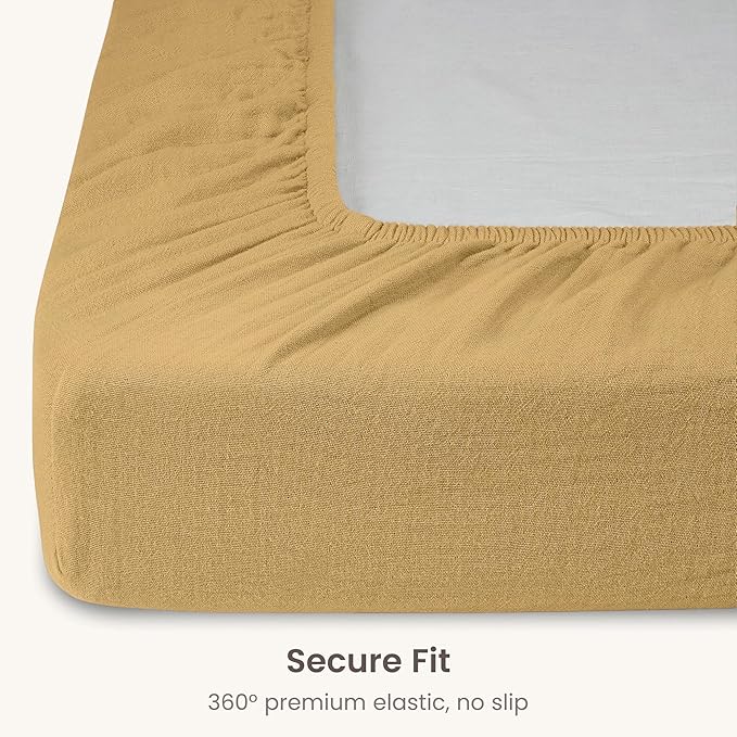 Bioweaves Organic Cotton Muslin Crib Sheet, GOTS Certified Fitted Crib Mattress Sheet, Extra Soft & Breathable for Toddler, Baby Boys & Girls, 52" x 28”, 8 Inch Pocket, Honey Glow