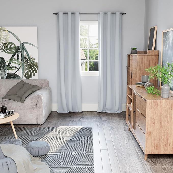 BGment Blackout Curtains for Bedroom 84 Inch Length 2 Panels Set, Thermal Insulated Bedroom Curtains Soundproof Room Darkening Window Curtain Drapes, Each Grommet Curtains 42 Inch Wide, Greyish White