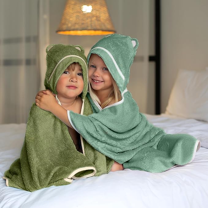 Premium Toddler Towels with Hood - Extra Soft Rayon from Bamboo Toddler Bath Towel (Green)