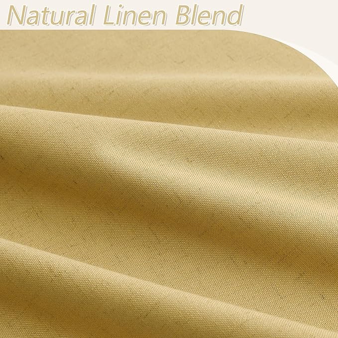 Guken 100% Blackout Curtains 84 Inch Length 2 Panels Set for Living Room Bedroom Back Tab Thermal Insulated Black Out Linen Drapes Room Darkening Window Curtains 84 Inches Long,Gold