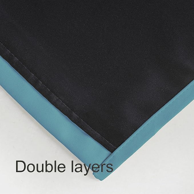 LEMOMO 100% Blackout Curtains 52 x 84 Inch/Teal Curtains 2 Panels with Black Lining Room Darkening Thermal Insulated Bedroom Curtains