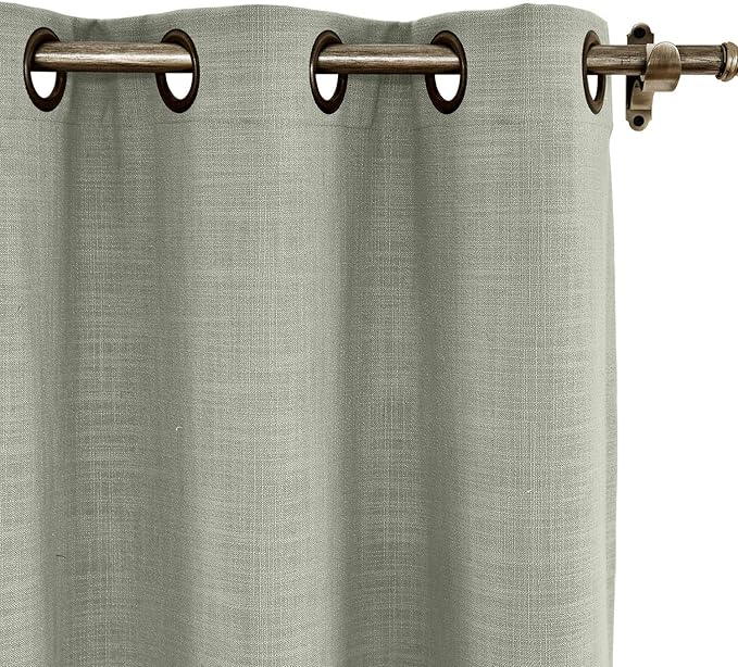 ChadMade 84W x 102L Inch Grey Linen Polyester Curtain Drapes with Blackout Lining, Room Darkening Antique Bronze Grommet Curtain for Sliding Glass Door Patio Door Living Room (1 Panel)