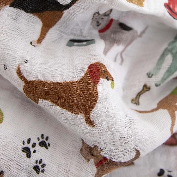 Little Unicorn Muslin Swaddle Blanket for Newborns & Infants | Soft & Breathable Fabric | Set of 3 Baby Blankets for Swaddling, Nursing, Shower Gifts (Woof)