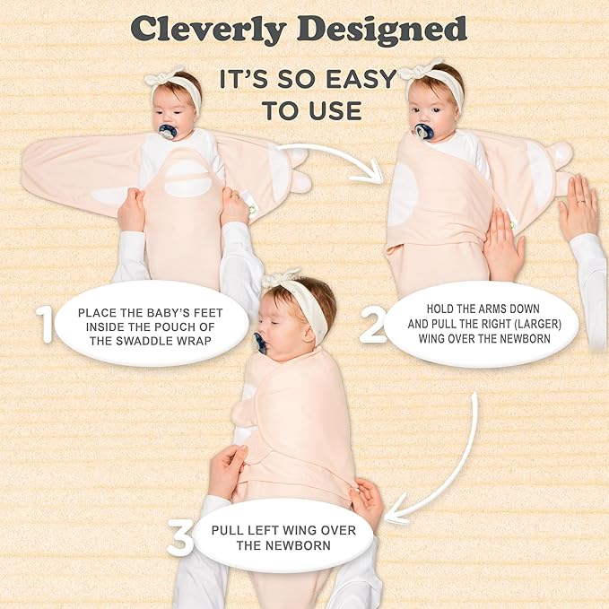 Bublo Baby Swaddles for Newborns – 3-Pack Infant Swaddles 0-3 Months – Adjustable Swaddle Sleep Sack – Soft 100% Cotton Baby Wrap for Safe & Cozy Sleep (Baby Pink-Lavender)