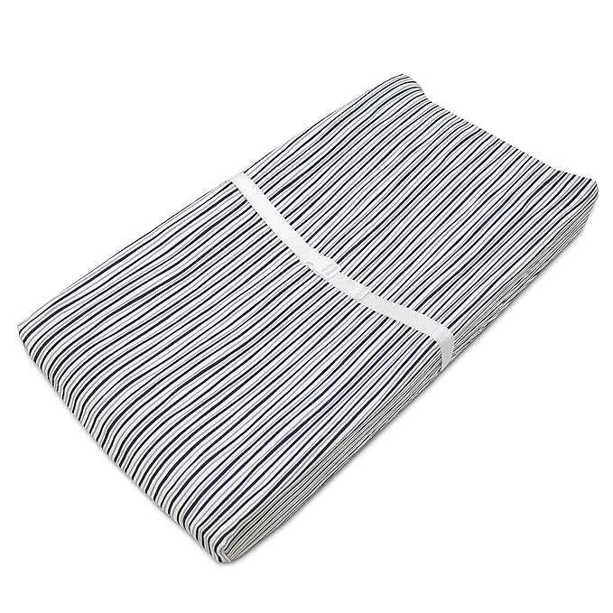 American Baby Company 2 Pack Printed 100% Cotton Knit Fitted Contoured Changing Table Pad Cover - Compatible with Mika Micky Bassinet, Gray Stripes and Sports, for Boys and Girls