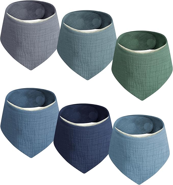 GUNTAIL Magnetic Bandana Drool Bibs 6-pack - Magnetic Closure Baby Bibs - Safe, Easy, Chic Teething Bib