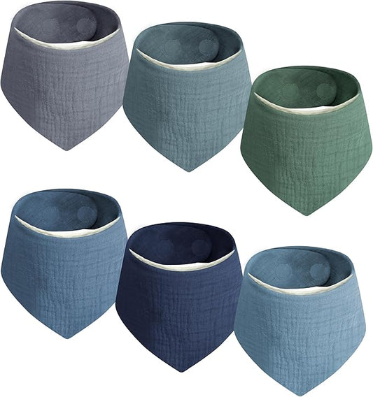 GUNTAIL Magnetic Bandana Drool Bibs 6-pack - Magnetic Closure Baby Bibs - Safe, Easy, Chic Teething Bib