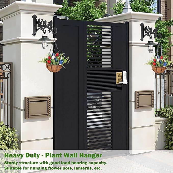 4 Pack Plant Hanger Hook,Outdoor & Indoor Hanging Basket Hooks,9in Metal Plant Wall Hanger,Plant Bracket Hook for Hanging Plants,Bird Feeder,Lantern