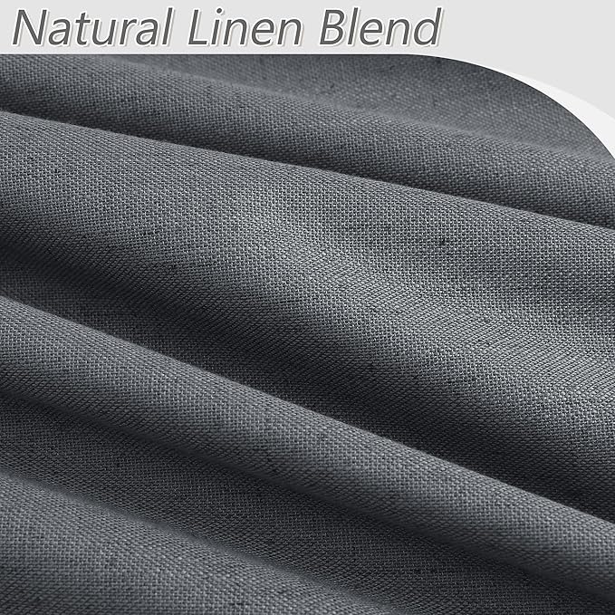 Guken 100% Blackout Curtains 120 Inch Length 2 Panels Set for Living Room Bedroom Back Tab Thermal Insulated Black Out Linen Drapes Room Darkening Blazer Grey,52x120