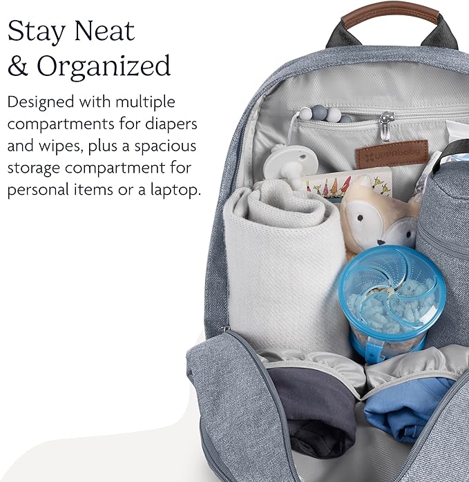 UPPAbaby Changing Backpack/Multiple Storage Compartments/Stroller Strap Attachment/Bottle Insulator and Changing Pad Included/Callum (Stone Blue/Sand Leather)