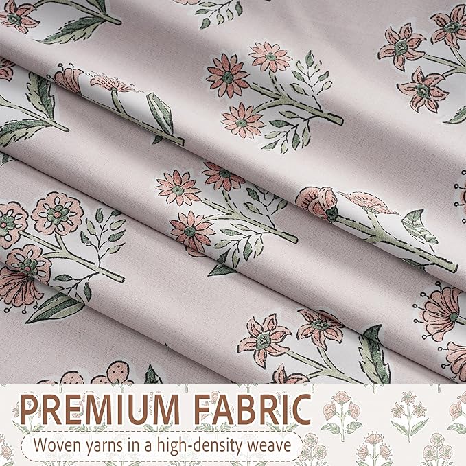 RYB HOME 100% Blackout Floral Curtains 63 Inches Long, Grommet Room Darkening Thermal Insulated Vintage Patterned Flower Drapes for Bedroom Living Room Dining Room, Pink, W52 x L63, 2 Panels