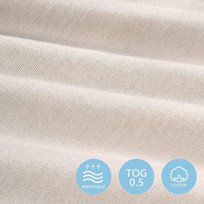 TILLYOU 2 Pack Baby Sleep Sack 18-24 Months 100% Cotton Wearable Blanket 0.5 TOG Sleeveless Summer Sleep Sacks with 2-Way Zipper, Happy Forrest & Nude