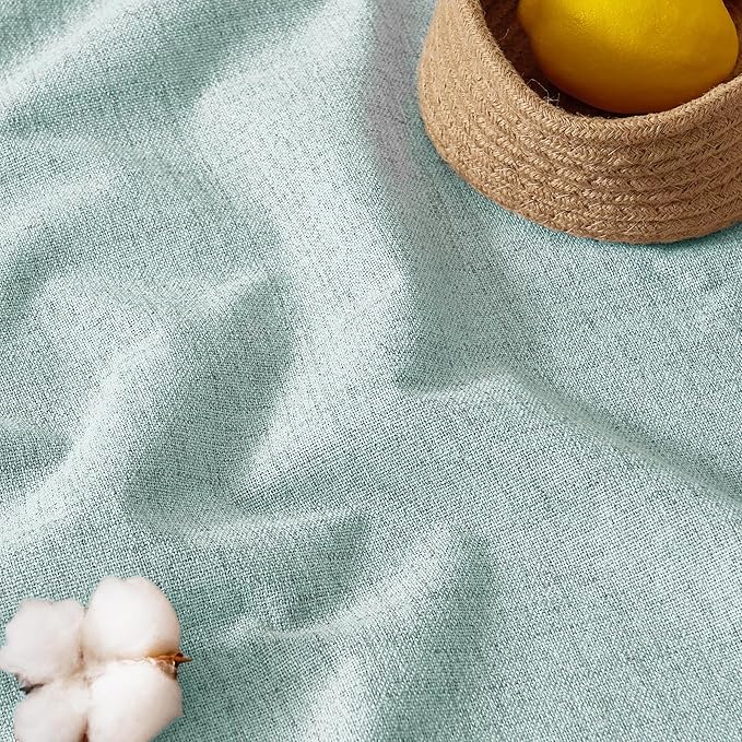 NICETOWN Seafoam Green Blackout Linen Curtains 95" Long, Rod Pocket Back Tab Full Light Blocking Drapes with White Thermal Insulated Liner for Nursery, Hall, Villa (2 Pieces, 52" Wide Each Panel)