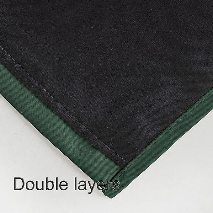LEMOMO 100% Blackout Curtains 40 x 84 Inch/Green Curtains 2 Panels with Black Lining Room Darkening Thermal Insulated Bedroom Curtains