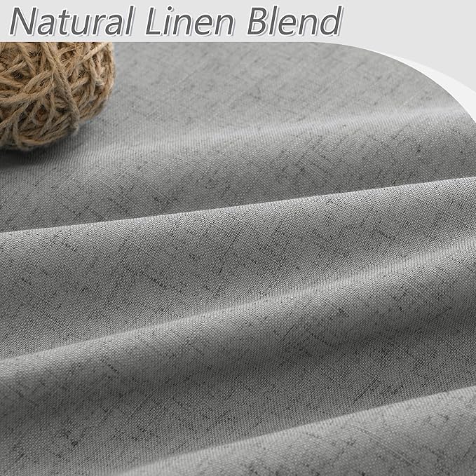 Guken 100% Blackout Linen Curtains 100 Inch Length 2 Panels Set for Living Room Bedroom Back Tab Thermal Insulated Black Out Linen Drapes Room Darkening Window Curtains,Dark Grey