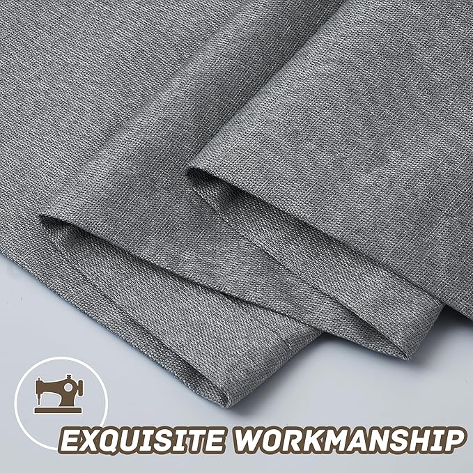 100% Blackout Linen Textured Curtains 108 Inch Length 2 Panels Set for Living Room, Bedroom, Light Weight Curtains with Grommets Top, Full Blackout Curtains Privacy Protection, Gray, 52" W x 108" L