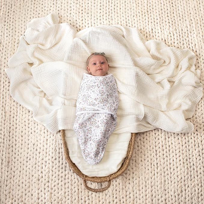 aden + anais Essentials Easy Swaddle Wrap Quick Change with Bottom Zipper, Snug Cotton Knit Baby Wrap Swaddle Blanket for Newborns, TOG 1.0, 3-Pack, Disney Princess, 0-3 Months, Small/Medium