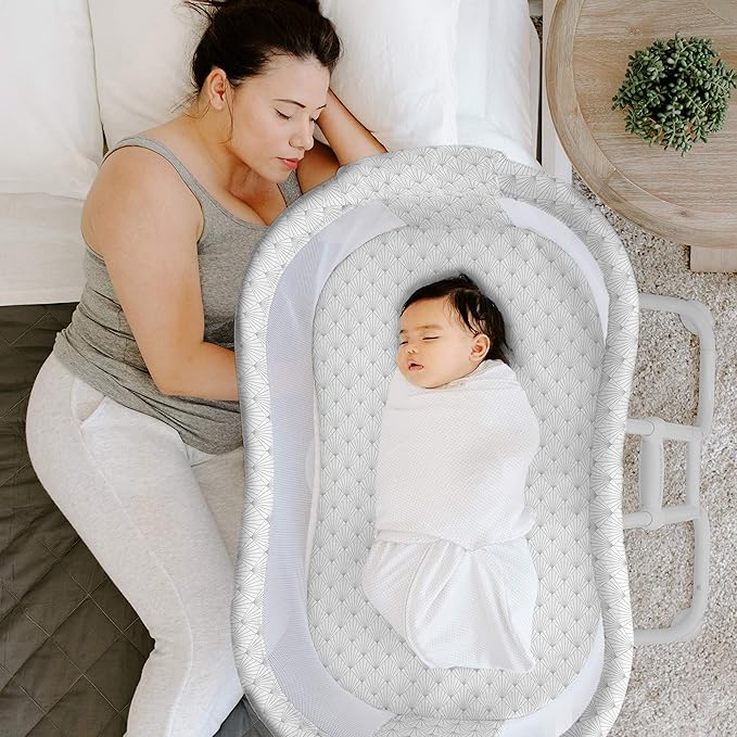 HALO BassiNest Fitted Sheet – 100% Cotton, Soft and Breathable Bassinet Sheet for Babies, 30” x 16” Pre-Shrunk Sheet, Pebble