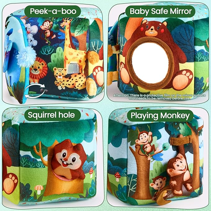 Baby Toys 6-12 Months - Baby Tissue Box Toy for 6 9 12 18 Months Old Montessori Sensory Toys for 1 Year Old Boy Infant Scarf Toy with Crinkle Tissues & Fine Motor One Year Old Boy Birthday Gifts