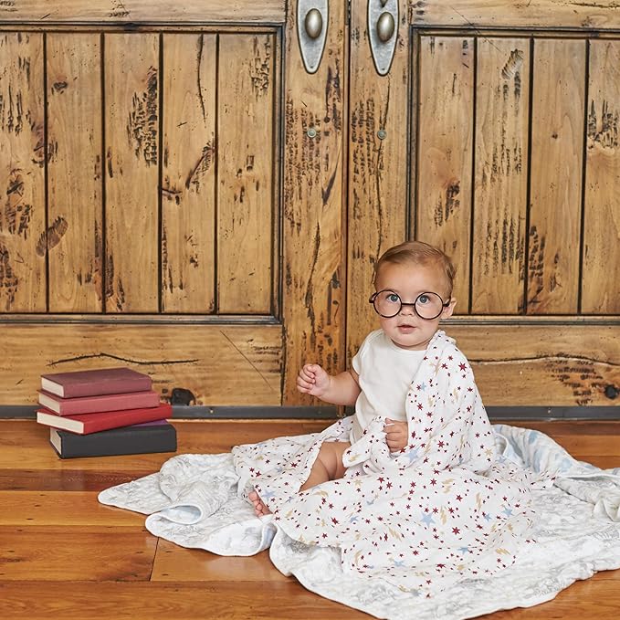 aden + anais Boutique Muslin Swaddle Blanket for Baby Girls and Boys, Newborn Receiving Blanket for Swaddling, 100% Muslin Cotton Swaddle Wrap,4 Pack, Harry Potter