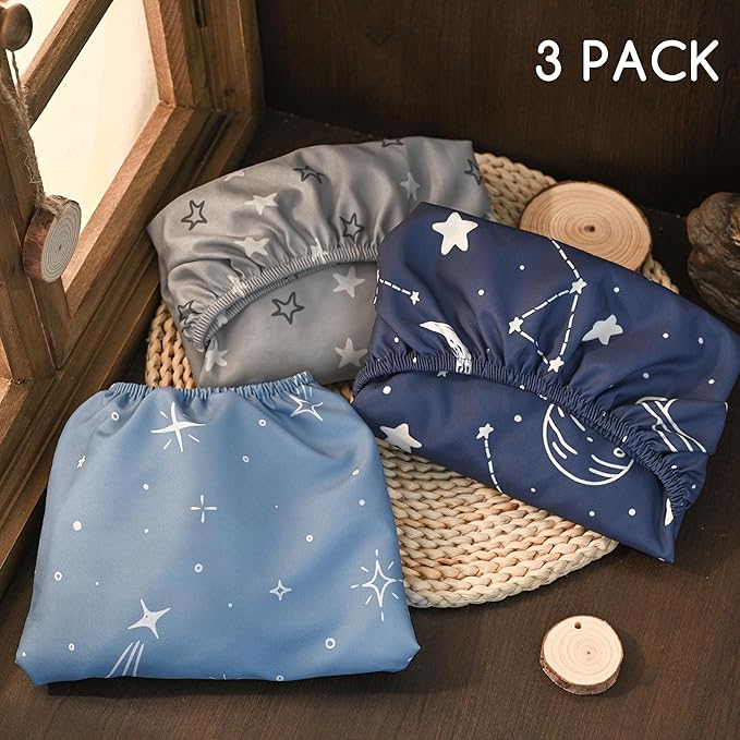 Baby Delight Bassinet Sheets 33x20 for Newton,Airclub,Maxi COSI,Angelbliss,Dream on Me,Mika,Harppa,Amke,ezebaby Rectangle Bassinet Mattress - Navy Blue Planet 3 Pack Boy
